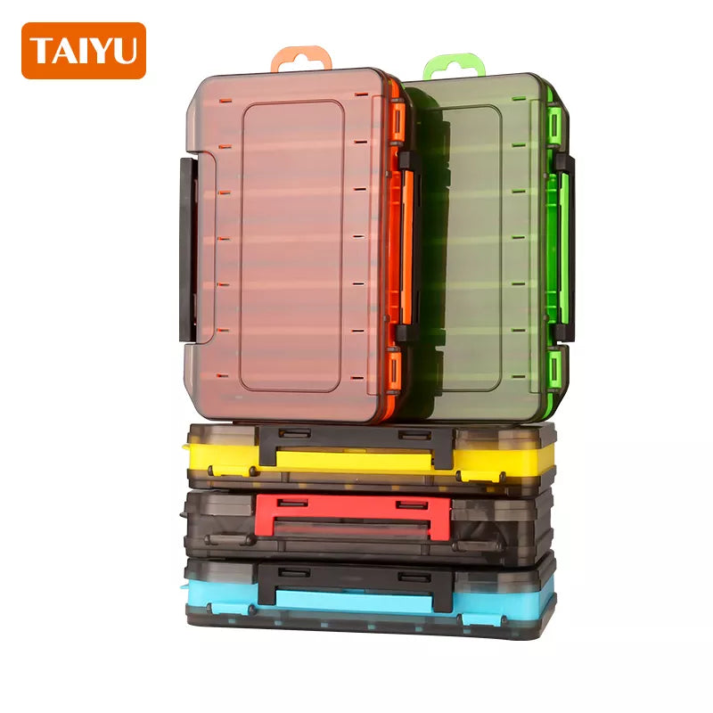 Fishing Tackle Box Lure Storage 14 Compartments Double Sided Open