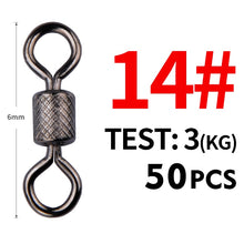 Load image into Gallery viewer, Meredith 50PCS/Lot Fishing Swivels Ball Bearing Swivel with Safety Snap Solid Rings Rolling Swivel Fishing Accessories