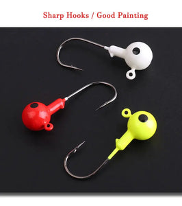 10pcs Jig Head Hook 3.5g5g7g10g12g14g18g Fishing Hook coloured painted eye