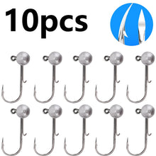 Load image into Gallery viewer, 10pcs/lot NED jigs head hook 1g-20g All size Round Ball Jig Head Hook Long Shank hooks For Soft plastic lure Fishing