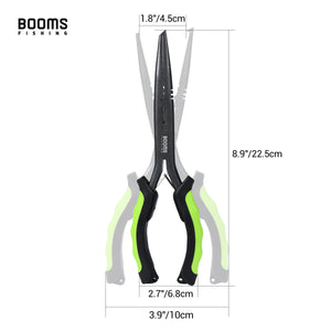 Booms F03 Fisherman's Fishing Pliers 23cm Long Nose Hook Remover Tools Stainless Steel Line Cutter Scissors