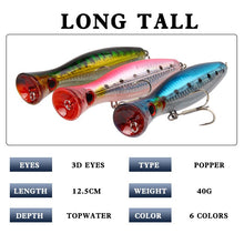 Load image into Gallery viewer, Popper Fishing Lures 2019 Weights 40g Large Poppers Top Water Lure Artificial Hard Bait Fishing Tackle Articulos De Pesca