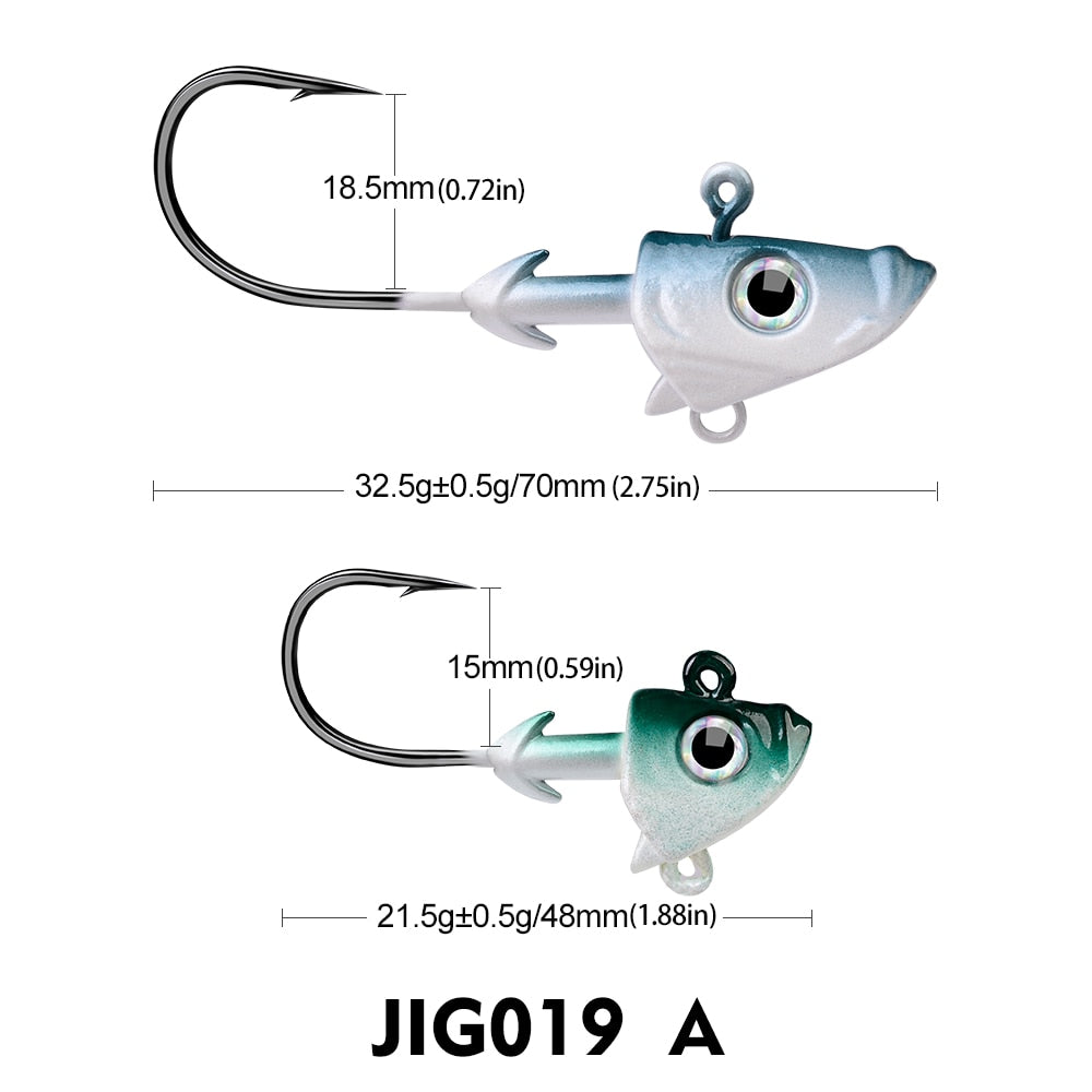 1PCS Jig Head Soft Lure Hooks 21.5g-32.5g Jigging realistic 3d eye Fishhooks second concection
