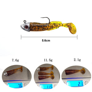 1 Set 7.6g/14g/15g/25g Jig Head hook Fishing Lure Minnow Wobblers Silicone Soft Baits Tackle