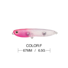 Load image into Gallery viewer, 1PCS 67MM 6.5G Pencil stick popper Floating Fishing Lure Artificial Hard Bait Saltwater Quality Professional Tackle