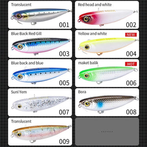 Top water Pencil Fishing Lure 60/90/100mm 6.4/12.4/18.8g Surface Floating Bait