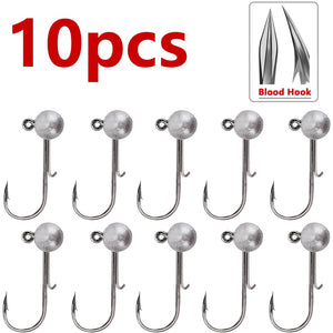 10pcs/lot NED jigs head hook 1g-20g All size Round Ball Jig Head Hook Long Shank hooks For Soft plastic lure Fishing