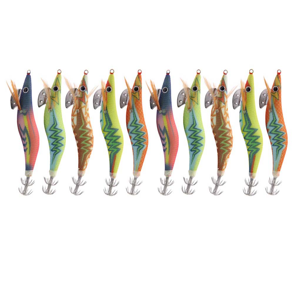 30Pcs/20Pcs/10Pcs Wooden Shrimp Fishing Lure Squid Jig Fishing Hook Octopus Cuttlefish Artificial Jigging Lures Hard Bait