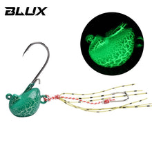 Load image into Gallery viewer, 20g 30g 40g weighted jig head hook for bait or soft lure swimming Rubber Skirt and stinger hook
