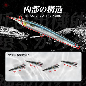 Needle gar fishing lure long casting pencil sinking 140mm/180mm skipping garfish