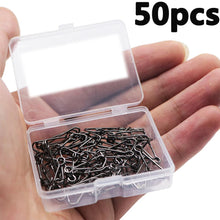 Load image into Gallery viewer, 50-100pcs/Box Stainless Steel Fishing Snap Clip Hook Connector Rolling Accessories Fish Tool