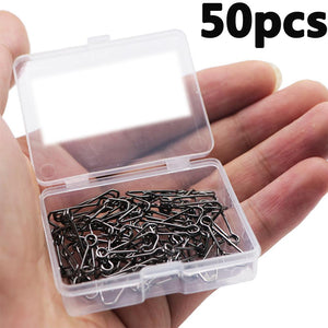 50-100pcs/Box Stainless Steel Fishing Snap Clip Hook Connector Rolling Accessories Fish Tool