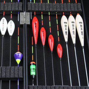 17pcs Lot (Including Box) Fishing long tail Float Set Mix Size Fishing Accessories ABS Plastic Box