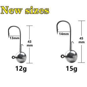 10pcs/lot NED jigs head hook 1g-20g All size Round Ball Jig Head Hook Long Shank hooks For Soft plastic lure Fishing