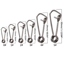 Load image into Gallery viewer, Stainless Steel Hook Lock Snap Swivel Solid Rings Snaps Fishing Connector Accessories