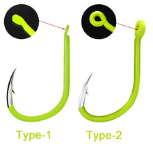 Load image into Gallery viewer, 50pcs Fluorescent Fishing Hooks Barbed Single Circle Carp Hook Carbon Steel
