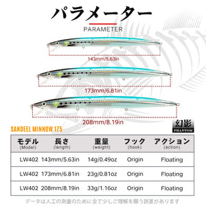 Jerk Minnow Fishing Lures 143mm 173mm 208mm Long Casting Floating Lure