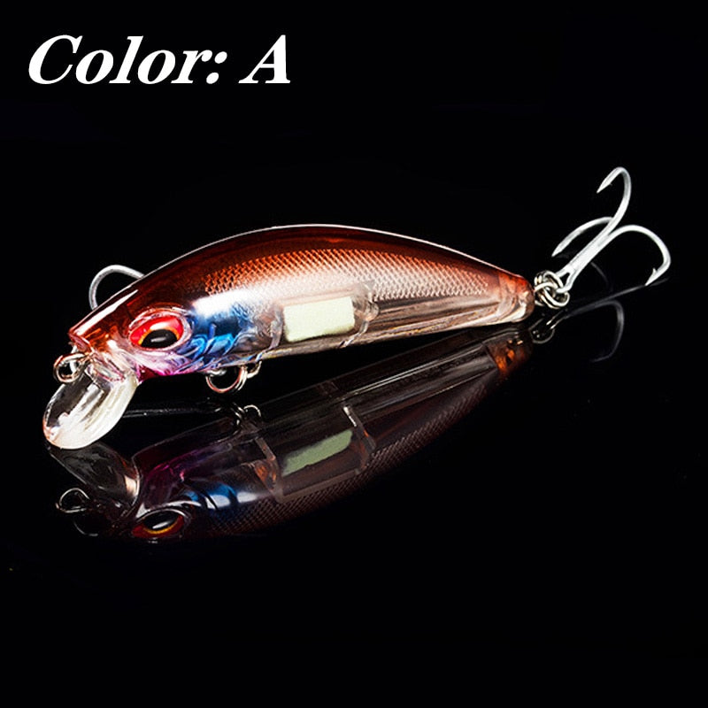 1Pcs 3D Eyes Luminous Minnow light up Fishing Lures 7cm 11.5g Jig Sinking  Wobblers Hard Bait Artificial Crankbait Night Fishing