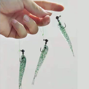 Cluster 5x Soft Lure Fishing jig Bait T Tail fluke weighted hooks and leader Swim Cast Bait