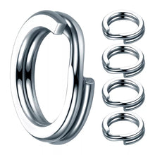 Load image into Gallery viewer, 100pcs Fishing Split Rings 3.7-14MM Snap Silver Stainless Steel Double Loop