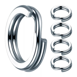 100pcs Fishing Split Rings 3.7-14MM Snap Silver Stainless Steel Double Loop