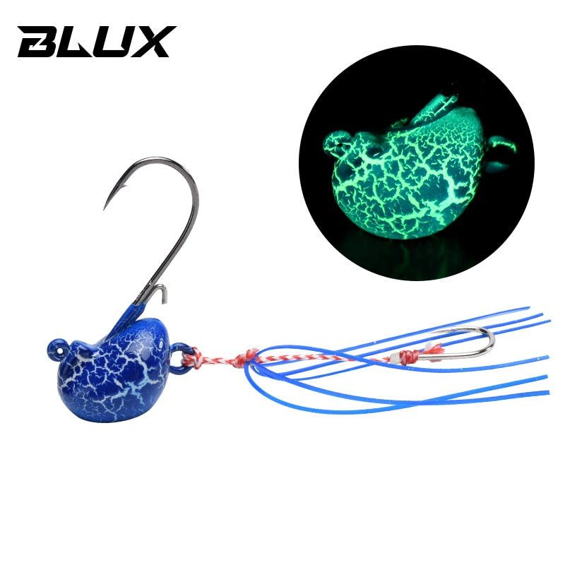 20g 30g 40g weighted jig head hook for bait or soft lure swimming Rubber Skirt and stinger hook