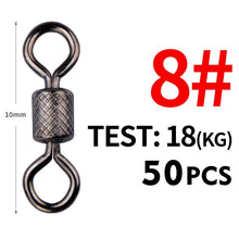 Load image into Gallery viewer, Meredith 50PCS/Lot Fishing Swivels Ball Bearing Swivel with Safety Snap Solid Rings Rolling Swivel Fishing Accessories