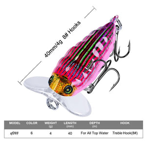 1pc 4cm 4g Cicada Fishing Lure Artificial surface Hard Bait Top water Japan