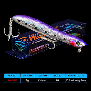6pcs Popper Fishing Lure Set Floating stick Artificial Bait Top water lure Tackle
