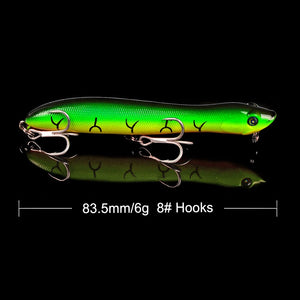 6pcs Popper Fishing Lure Set Floating stick Artificial Bait Top water lure Tackle