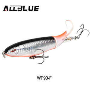 ALLBLUE Whopper Popper 9cm/11cm/13cm Topwater Fishing Lure Artificial Bait Hard lure with soft Rotating Tail Fishing Tackle