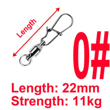 Load image into Gallery viewer, 10pcs Stainless Steel Ball Bearing Fishing Line Swivels Snap Different Size Tackle Fishing Connector Tool