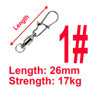 10pcs Stainless Steel Ball Bearing Fishing Line Swivels Snap Different Size Tackle Fishing Connector Tool