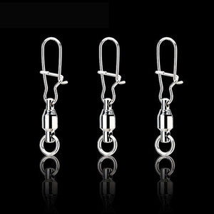 10pcs Stainless Steel Ball Bearing Fishing Line Swivels Snap Different Size Tackle Fishing Connector Tool
