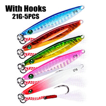 Load image into Gallery viewer, 5pcs Fishing Lure 7G-10G-14G-17G-21G-28G-40G Jig Fish with 14# Nepal Hooks 5 colour Fishing Bait