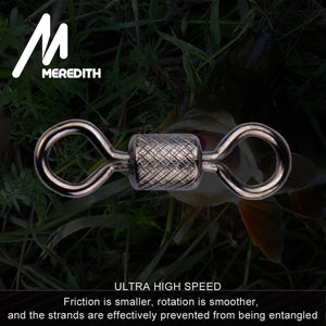 Meredith 50PCS/Lot Fishing Swivels Ball Bearing Swivel with Safety Snap Solid Rings Rolling Swivel Fishing Accessories