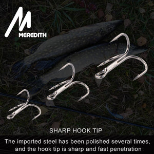 MEREDITH 20Pcs/lot 4# 6# 8# Fishing Hook High Carbon Steel Treble Overturned Hooks Fishing Tackle Round Bend Treble