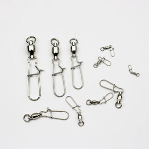 10pcs Stainless Steel Ball Bearing Fishing Line Swivels Snap Different Size Tackle Fishing Connector Tool