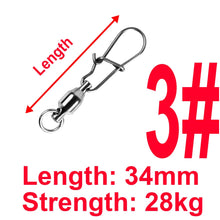 Load image into Gallery viewer, 10pcs Stainless Steel Ball Bearing Fishing Line Swivels Snap Different Size Tackle Fishing Connector Tool