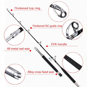 Strong strengthen guides BIG GAME trolling rod 37-60kgs 60-110lb 1.80m boat fishing rod