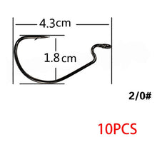 Load image into Gallery viewer, Hexakill 20pcs/lot 1#2#4#6# 10pcs/lot 1/0#2/0#3/0#4/0#5/0# weedless fishing hook for soft plastic lures