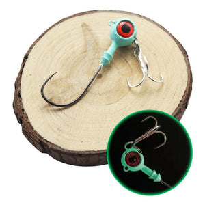 3PCS 6G/7.5G/12G Fishing Luminous 3D Eyes jig Head Hooks glowing soft plastic lure Accessories