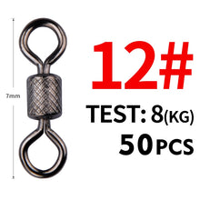 Load image into Gallery viewer, Meredith 50PCS/Lot Fishing Swivels Ball Bearing Swivel with Safety Snap Solid Rings Rolling Swivel Fishing Accessories