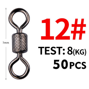 Meredith 50PCS/Lot Fishing Swivels Ball Bearing Swivel with Safety Snap Solid Rings Rolling Swivel Fishing Accessories