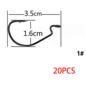 Hexakill 20pcs/lot 1#2#4#6# 10pcs/lot 1/0#2/0#3/0#4/0#5/0# weedless fishing hook for soft plastic lures