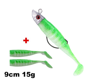 1 Set 7.6g/14g/15g/25g Jig Head hook Fishing Lure Minnow Wobblers Silicone Soft Baits Tackle