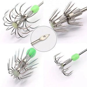 10pcs Double-Layer Umbrella Squid Hooks 15cm 17cm Stainless Steel Cuttlefish Fishing Hook Octopus Ink Fish Fishing Tackle Tool