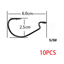 Load image into Gallery viewer, Hexakill 20pcs/lot 1#2#4#6# 10pcs/lot 1/0#2/0#3/0#4/0#5/0# weedless fishing hook for soft plastic lures