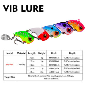 5Pcs VIB Lures 6-10-15-21-28g Metal Jigging Spoon Sinking  Hard Baits Crankbait Vibration Spinner