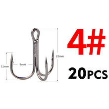 Load image into Gallery viewer, MEREDITH 20Pcs/lot 4# 6# 8# Fishing Hook High Carbon Steel Treble Overturned Hooks Fishing Tackle Round Bend Treble
